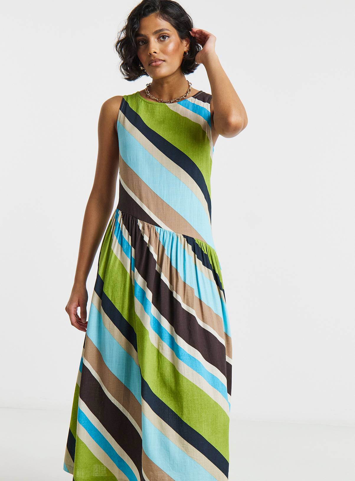 SIMPLY BE Stripe Linen Midi Dress 30 - Image 3